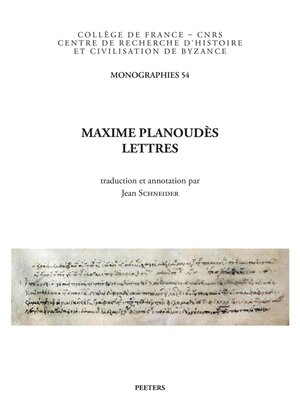 cover image of Maxime Planoudes, Lettres